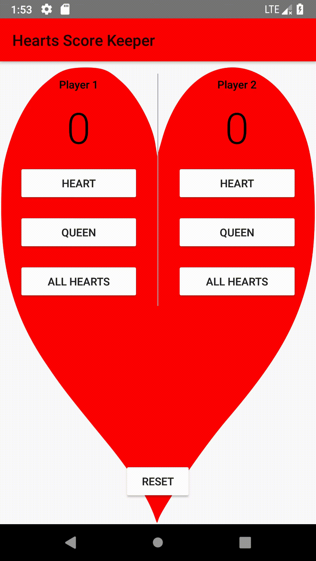 Hearts Score Keeper App